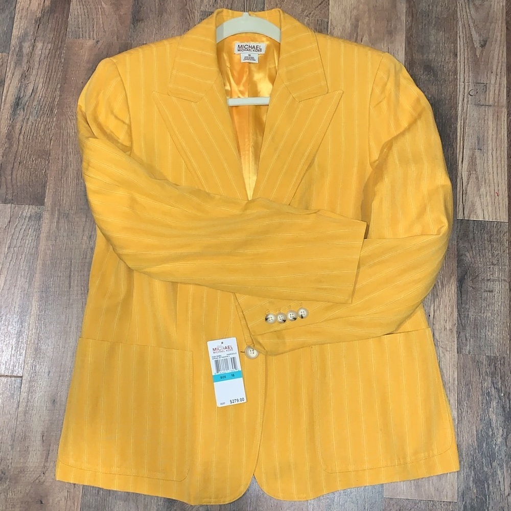 Michael Kors Vintage Spring 2006 Marigold Pinstripe Blazer NWT Size 16 - Picture 9 of 13